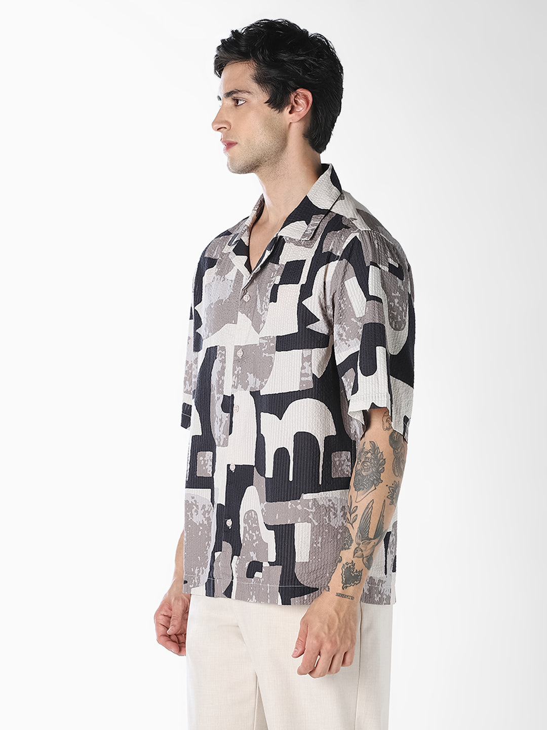 Abstract Print Oversized Shirt