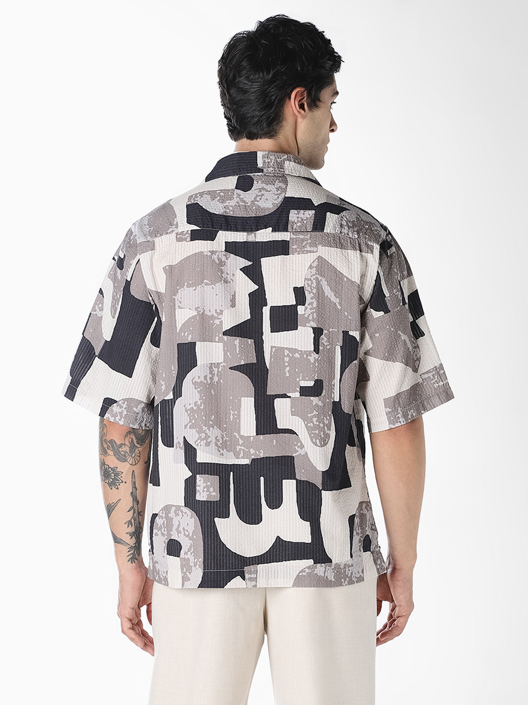 Abstract Print Oversized Shirt
