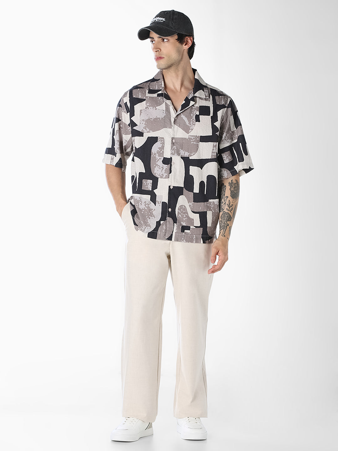 Abstract Print Oversized Shirt