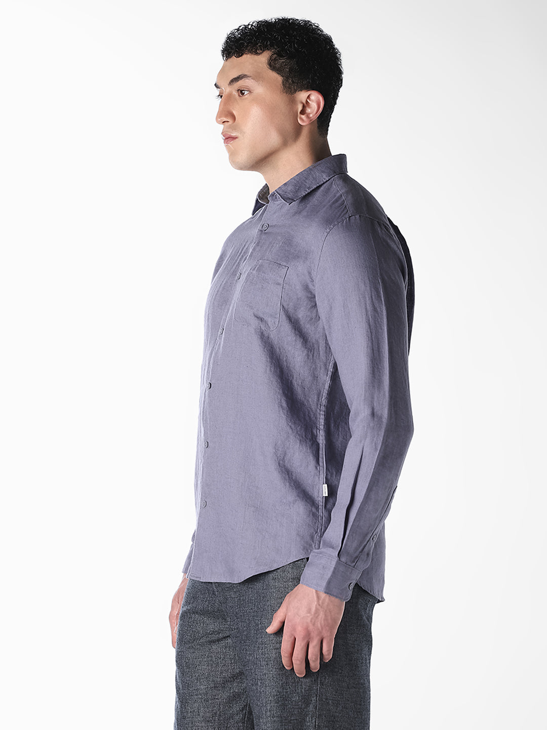 Blue Linen Regular Fit Shirt