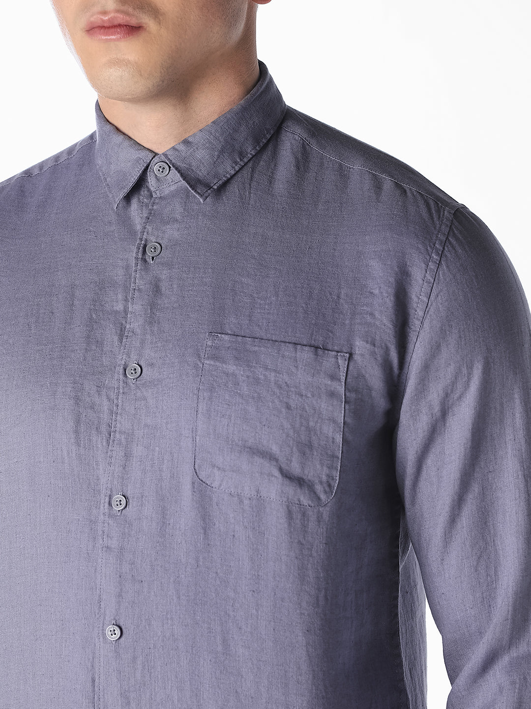 Blue Linen Regular Fit Shirt
