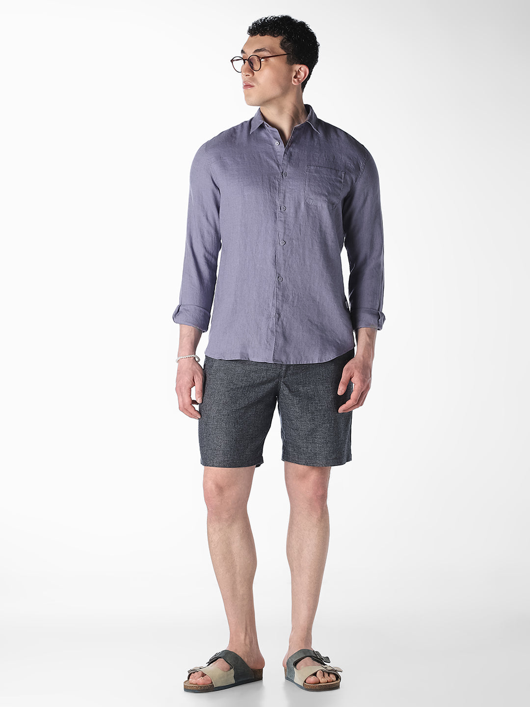 Blue Linen Regular Fit Shirt