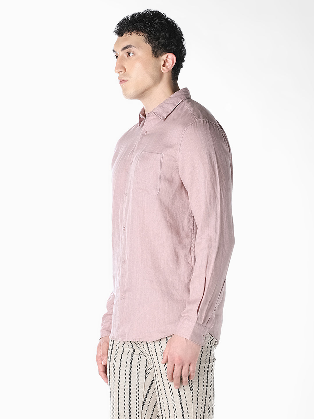Pink Linen Regular Fit Shirt