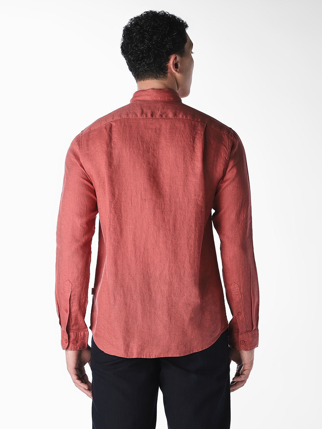 Rust Red Linen Regular Fit Shirt