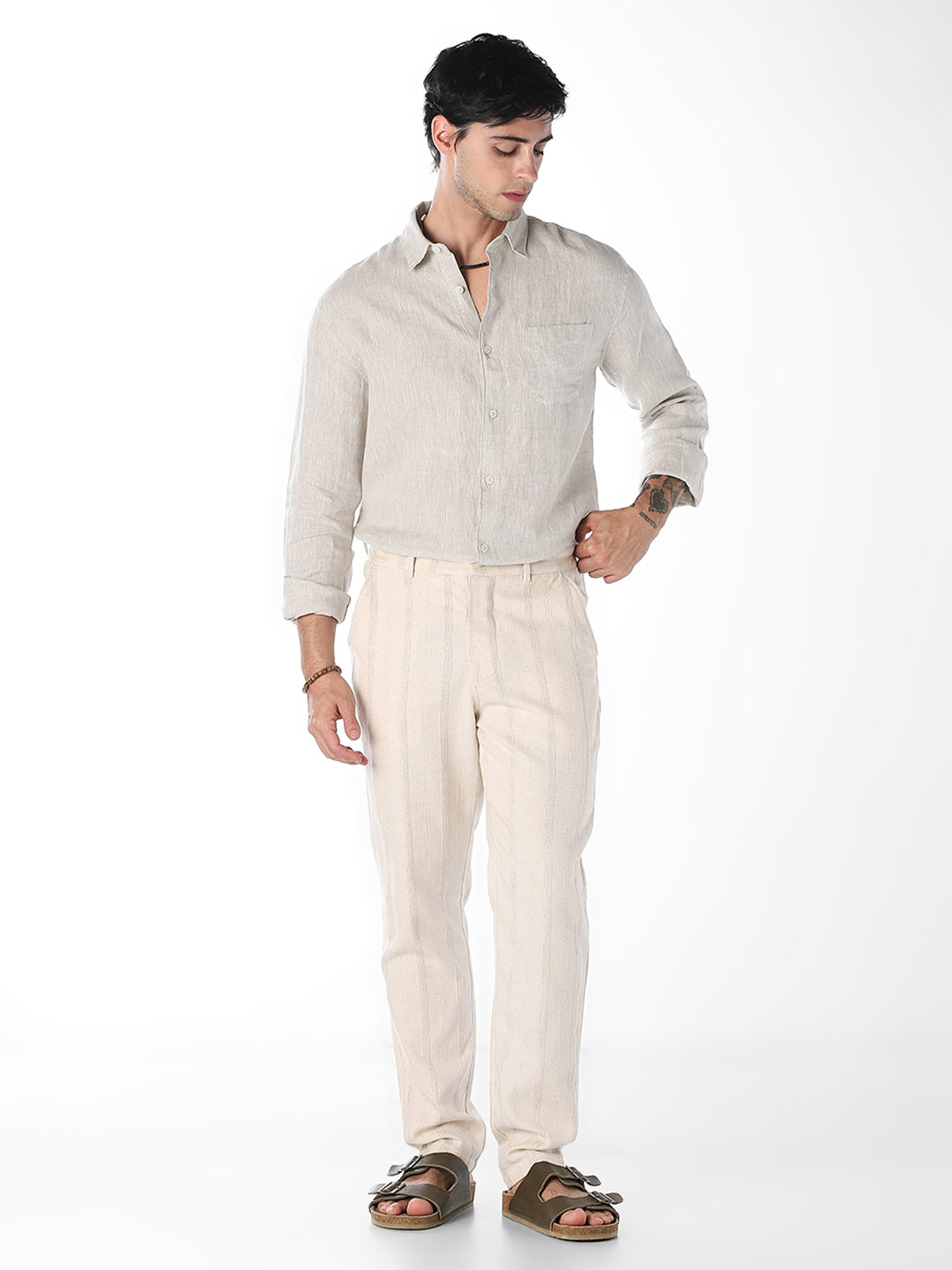 Off-White Linen Regular Fit Shirt