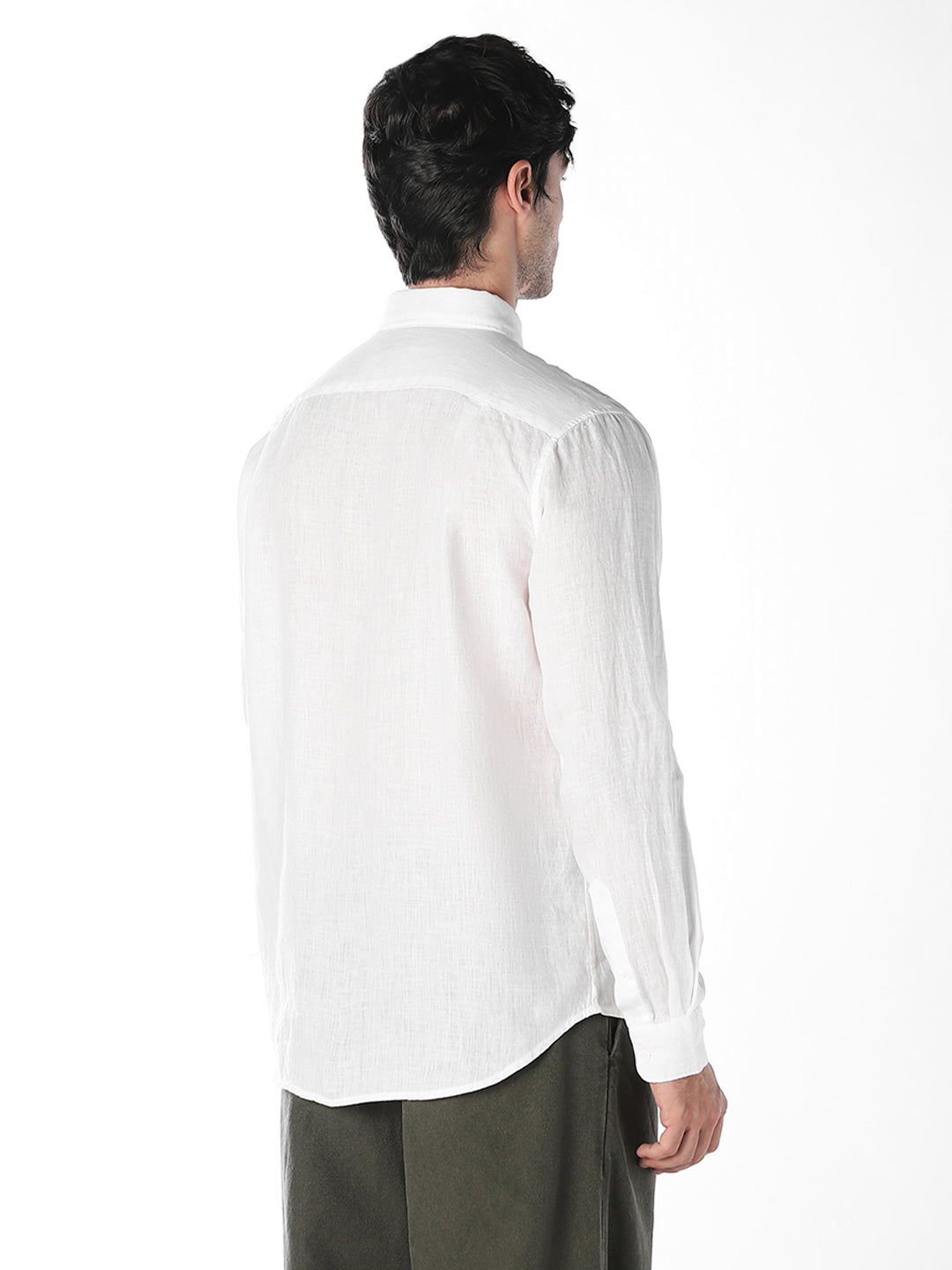White Linen Regular Fit Shirt