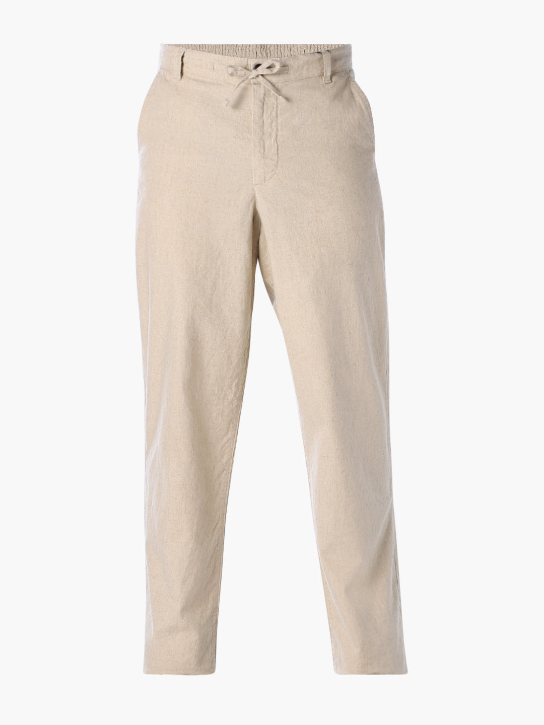 Men's Linen Blend Beige Solid Regular Fit Chinos