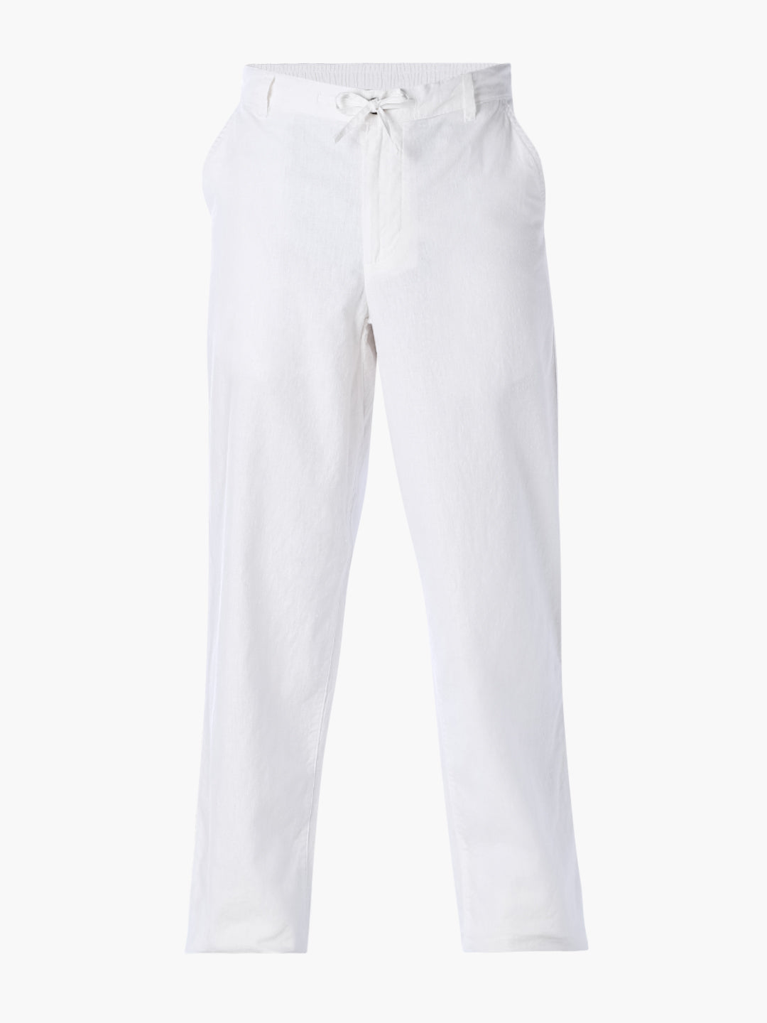 Men's Linen Blend Regular Fit Chinos In Bright White