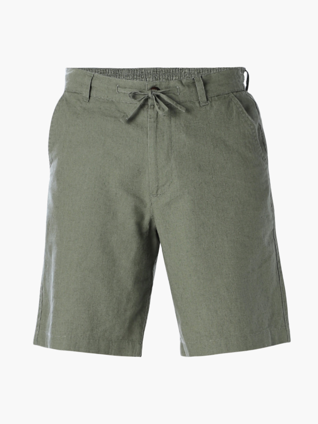 Green Linen Blend Chino Shorts