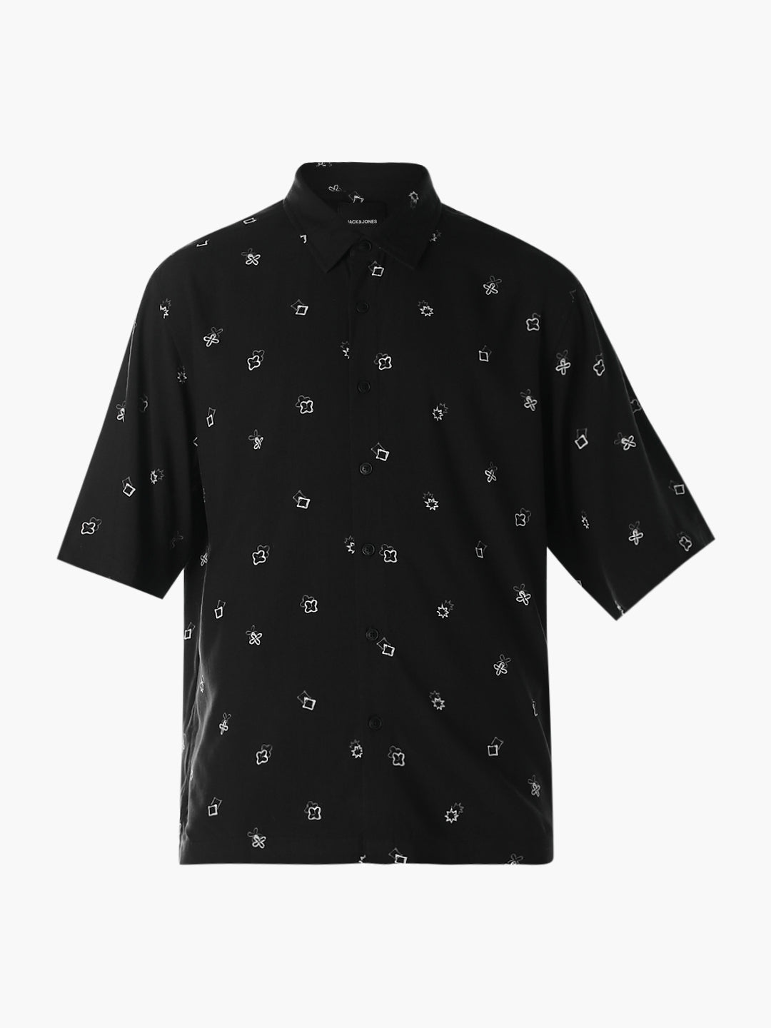 Black Printed Oversized Shirt