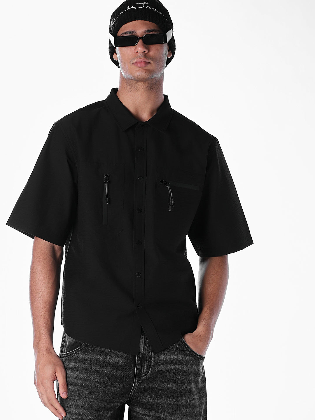 Black Utility Oversized Shirt
