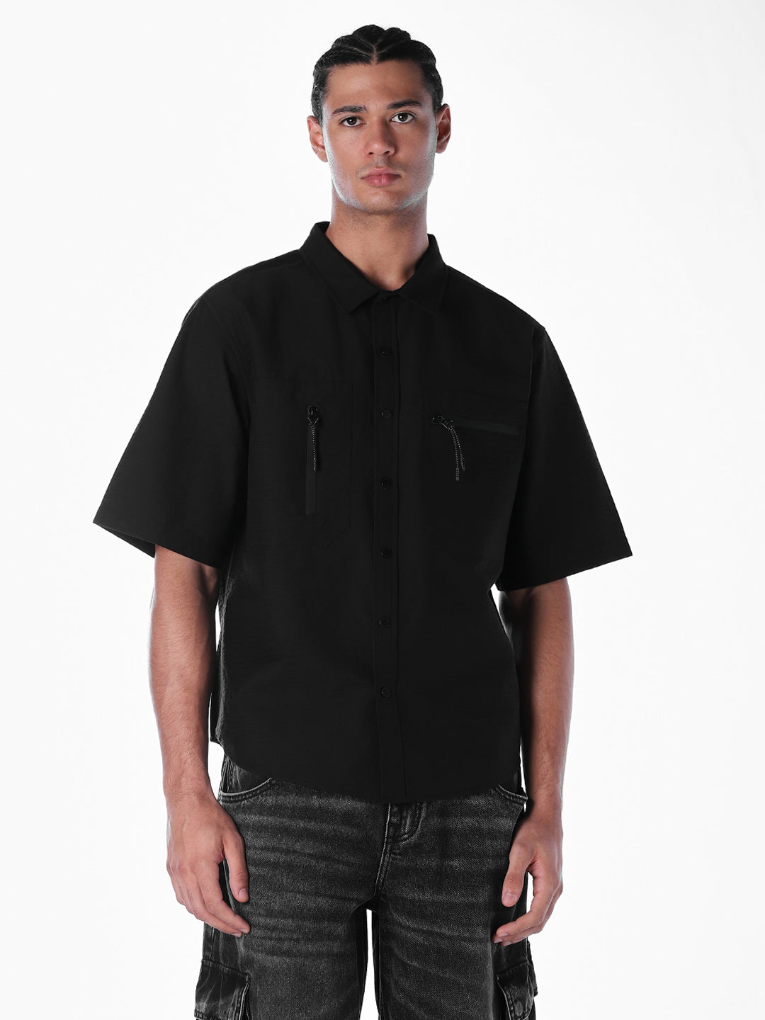 Black Utility Oversized Shirt