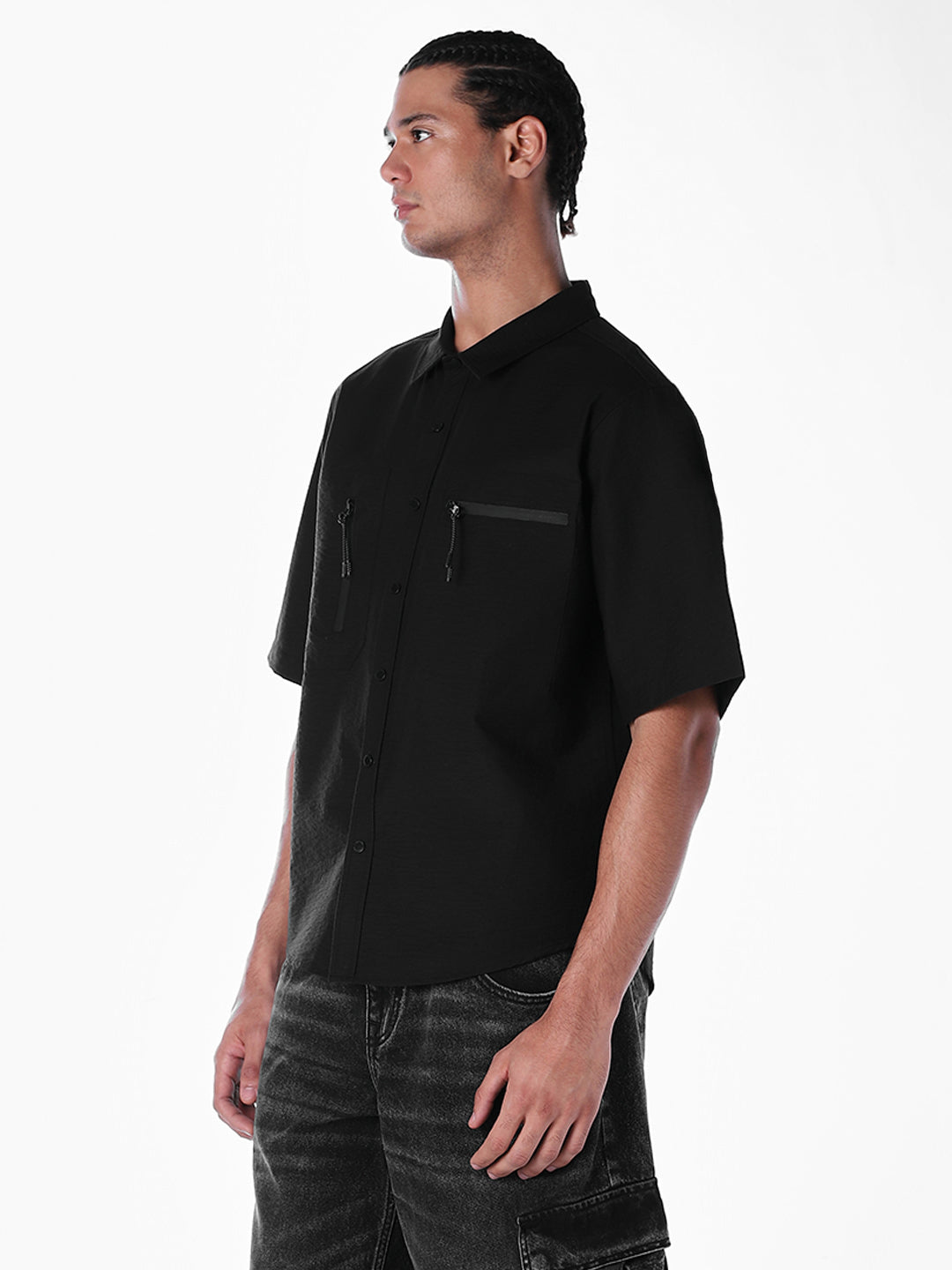 Black Utility Oversized Shirt