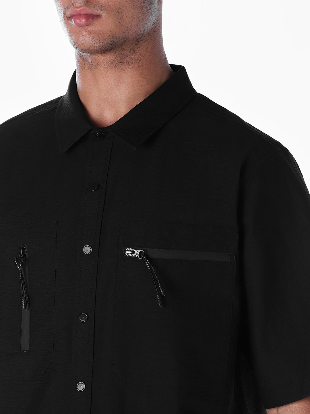 Black Utility Oversized Shirt