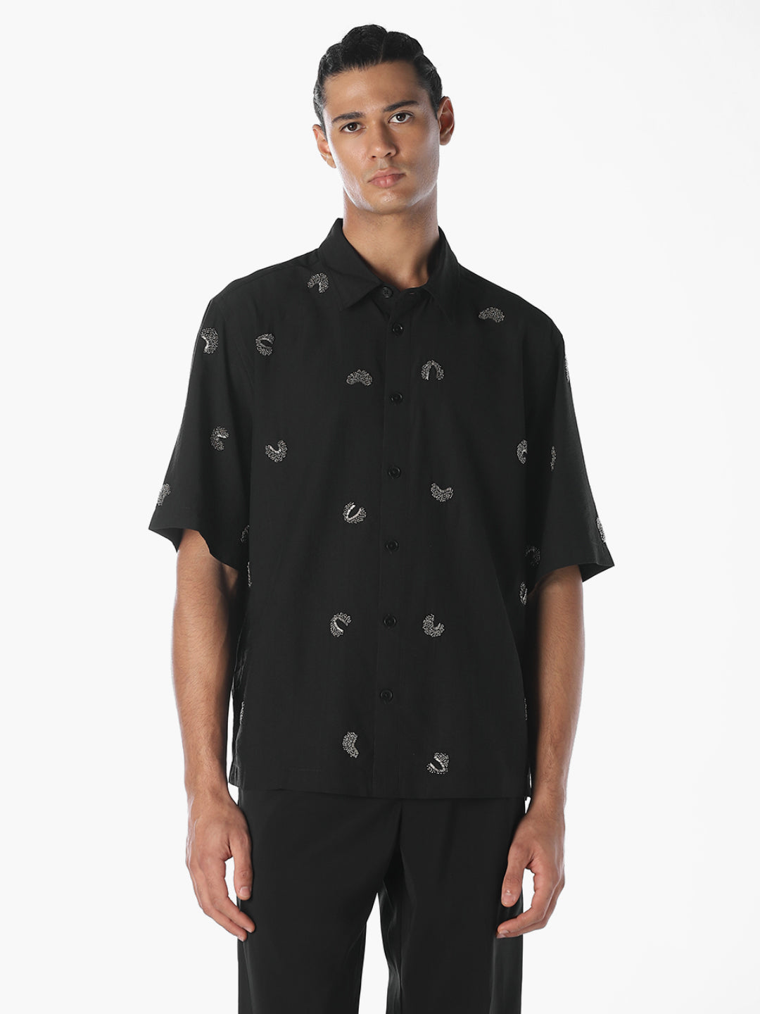 Embroidered Viscose Oversized Shirt