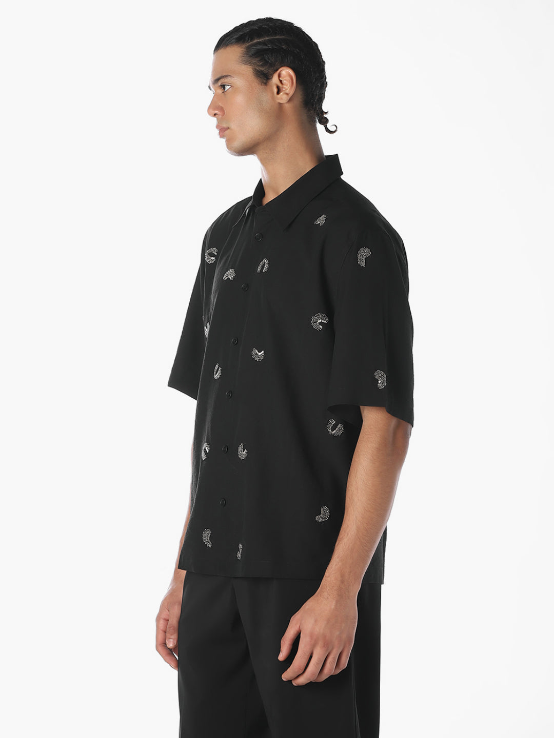 Embroidered Viscose Oversized Shirt
