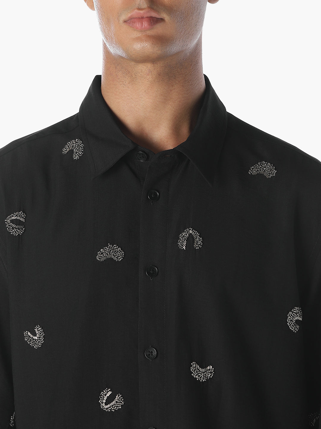 Embroidered Viscose Oversized Shirt