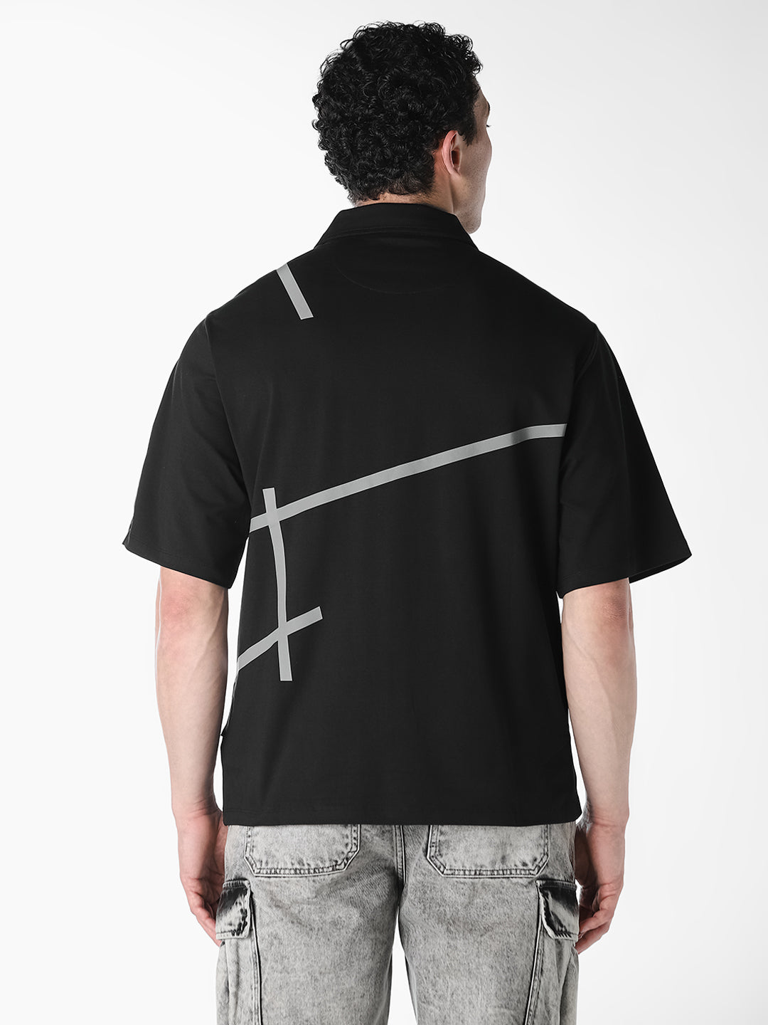 Black Printed Oversized Shirt