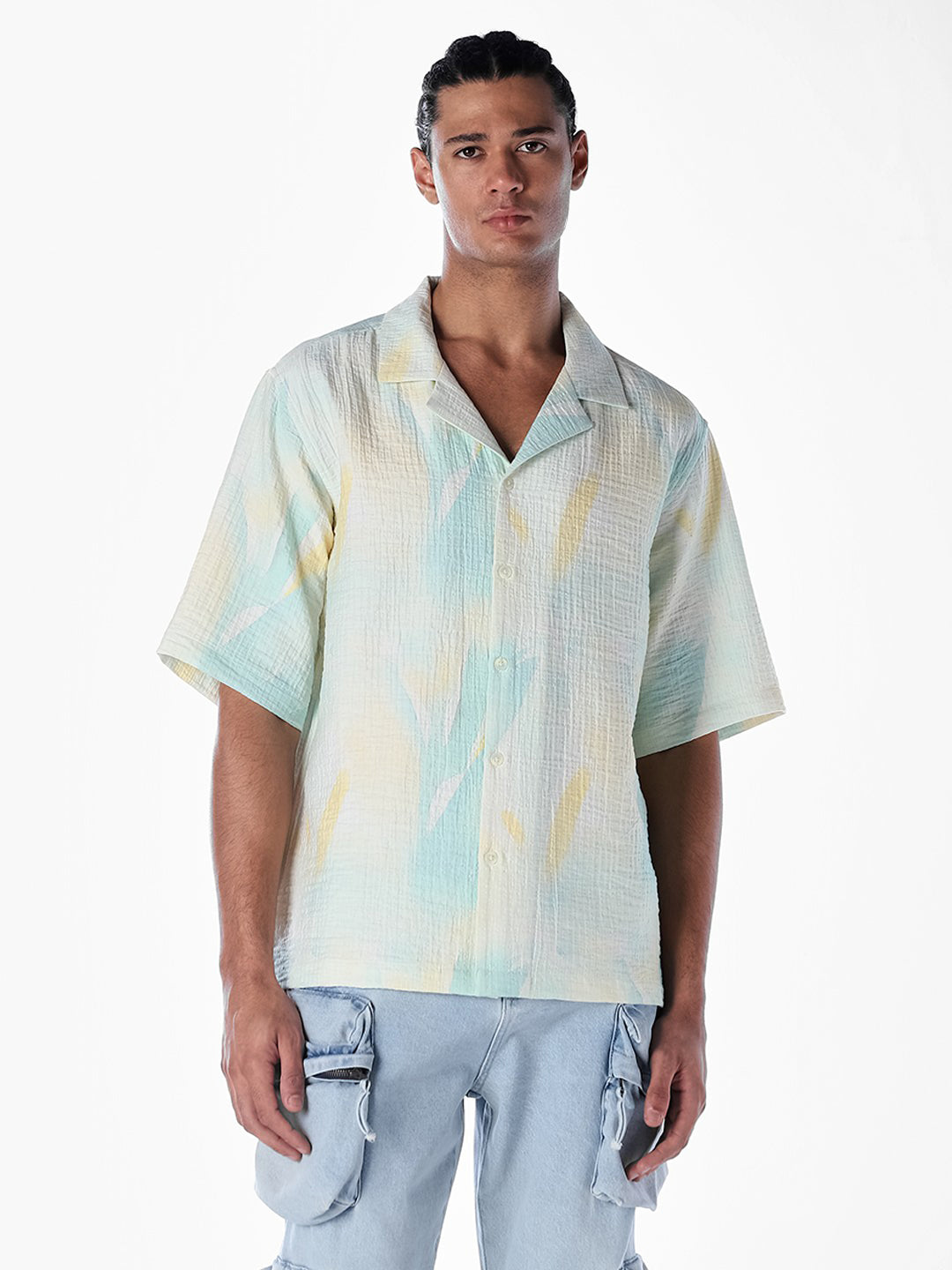 Tropical Print Oversized Shirt