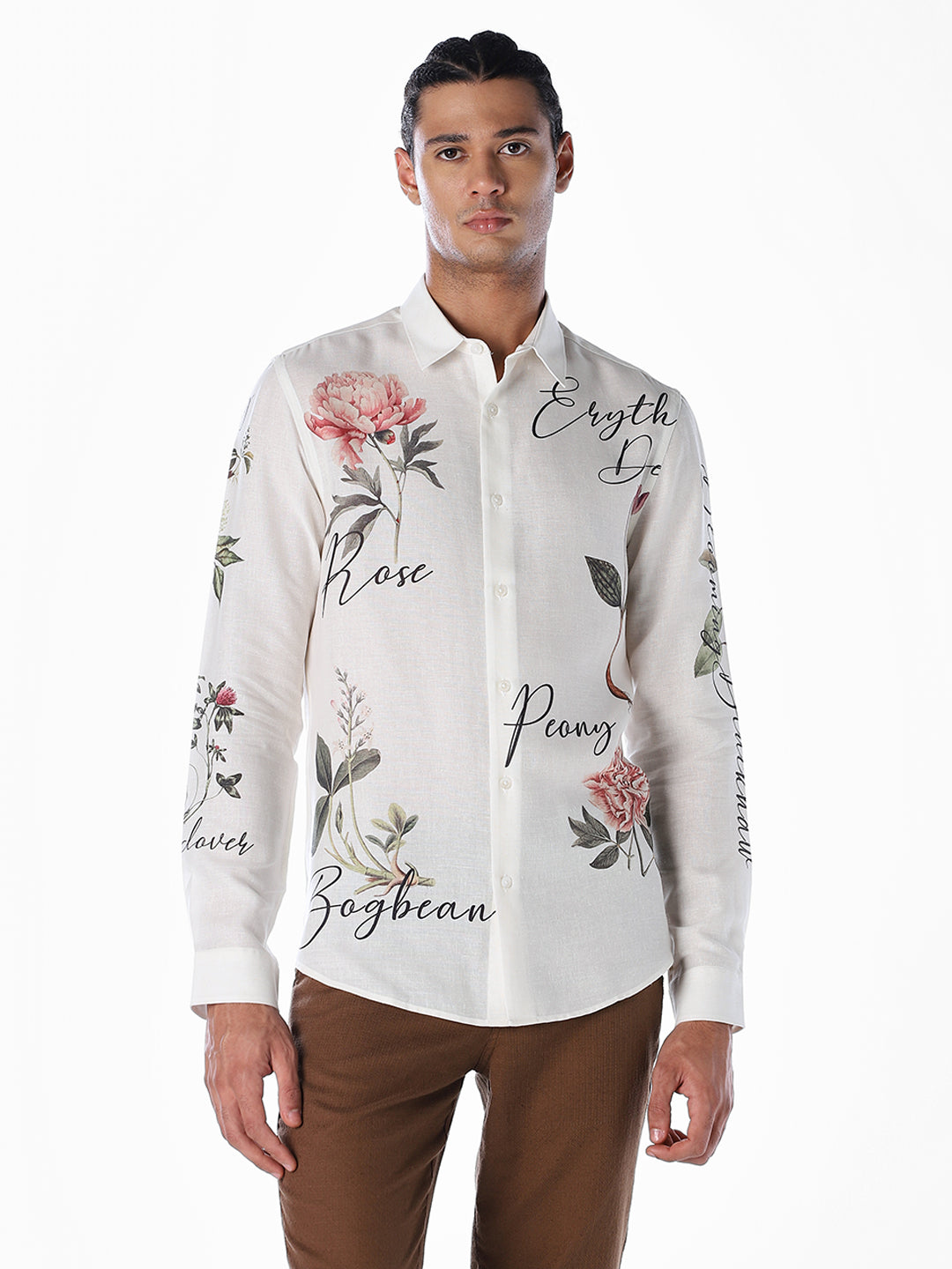 Linen Blend Floral Slim Fit Shirt