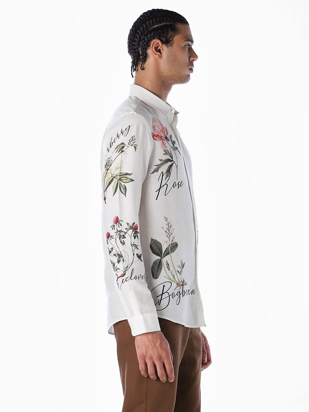 Linen Blend Floral Slim Fit Shirt