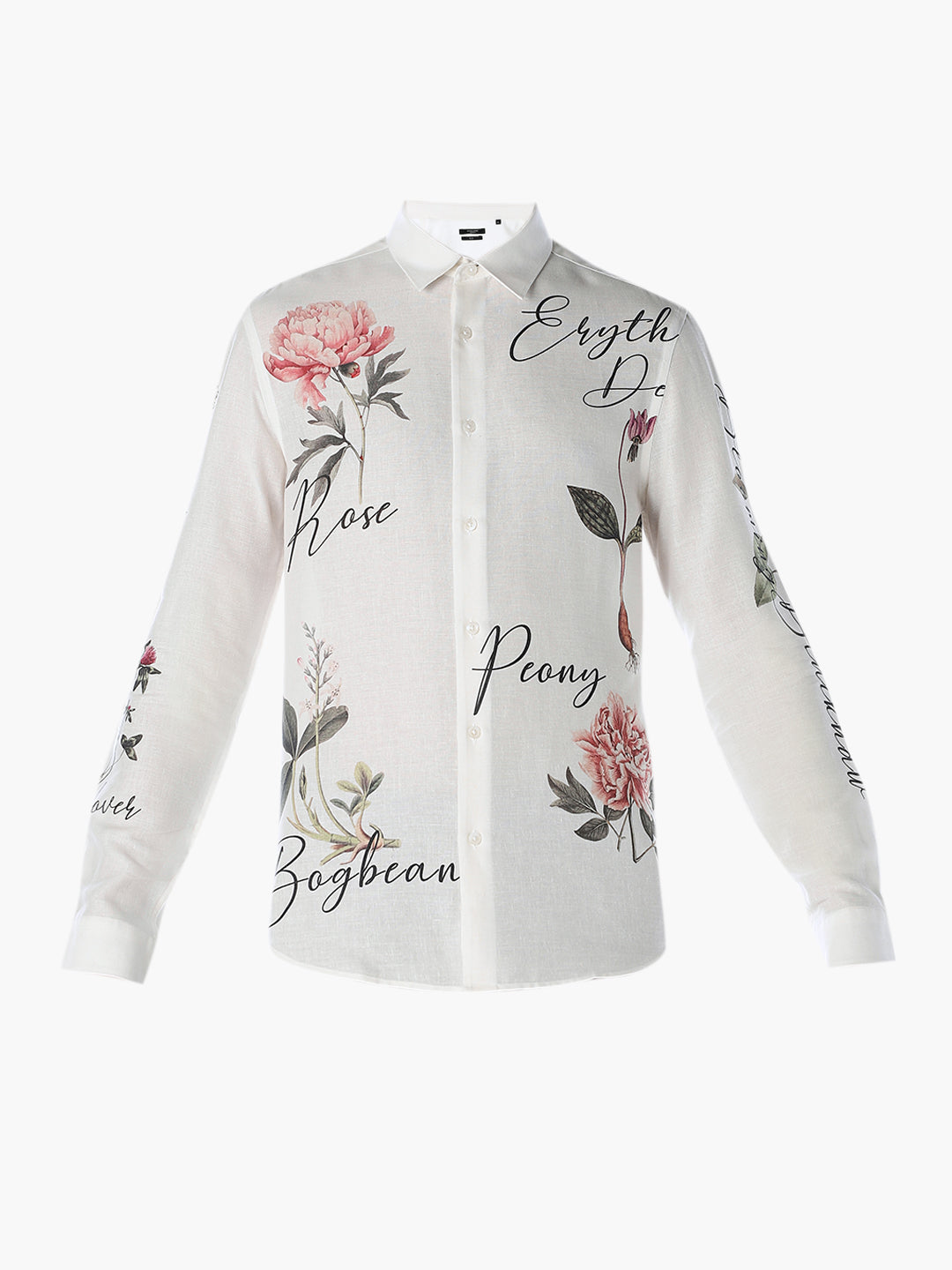 Linen Blend Floral Slim Fit Shirt