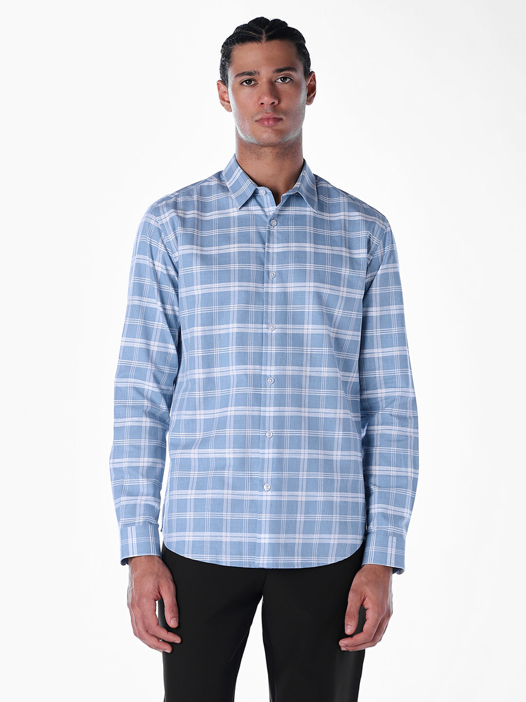 Blue Check Cotton Shirt