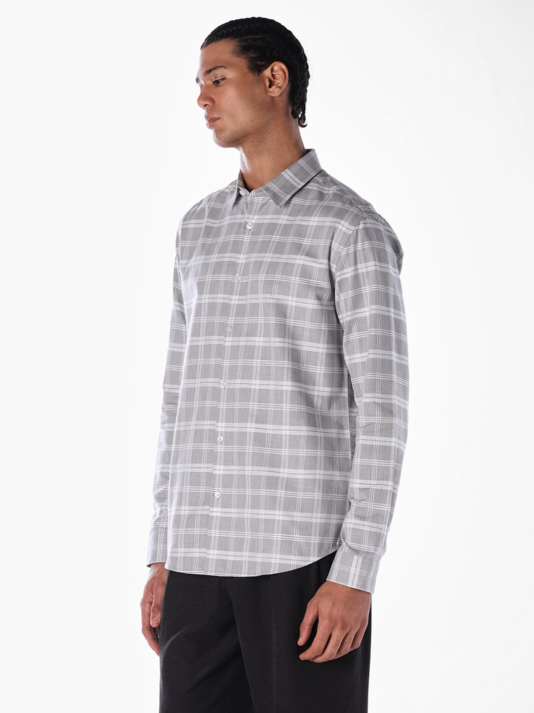 Grey Check Cotton Shirt