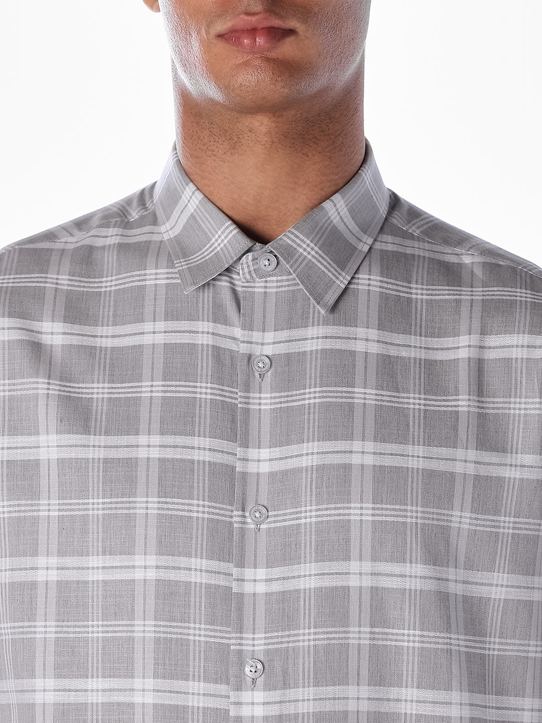 Grey Check Cotton Shirt