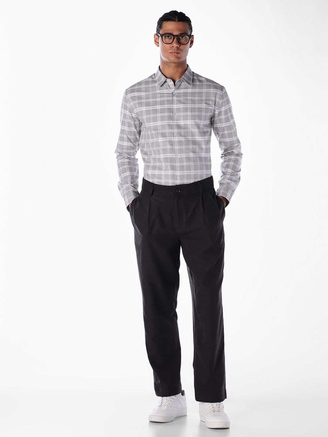 Grey Check Cotton Shirt