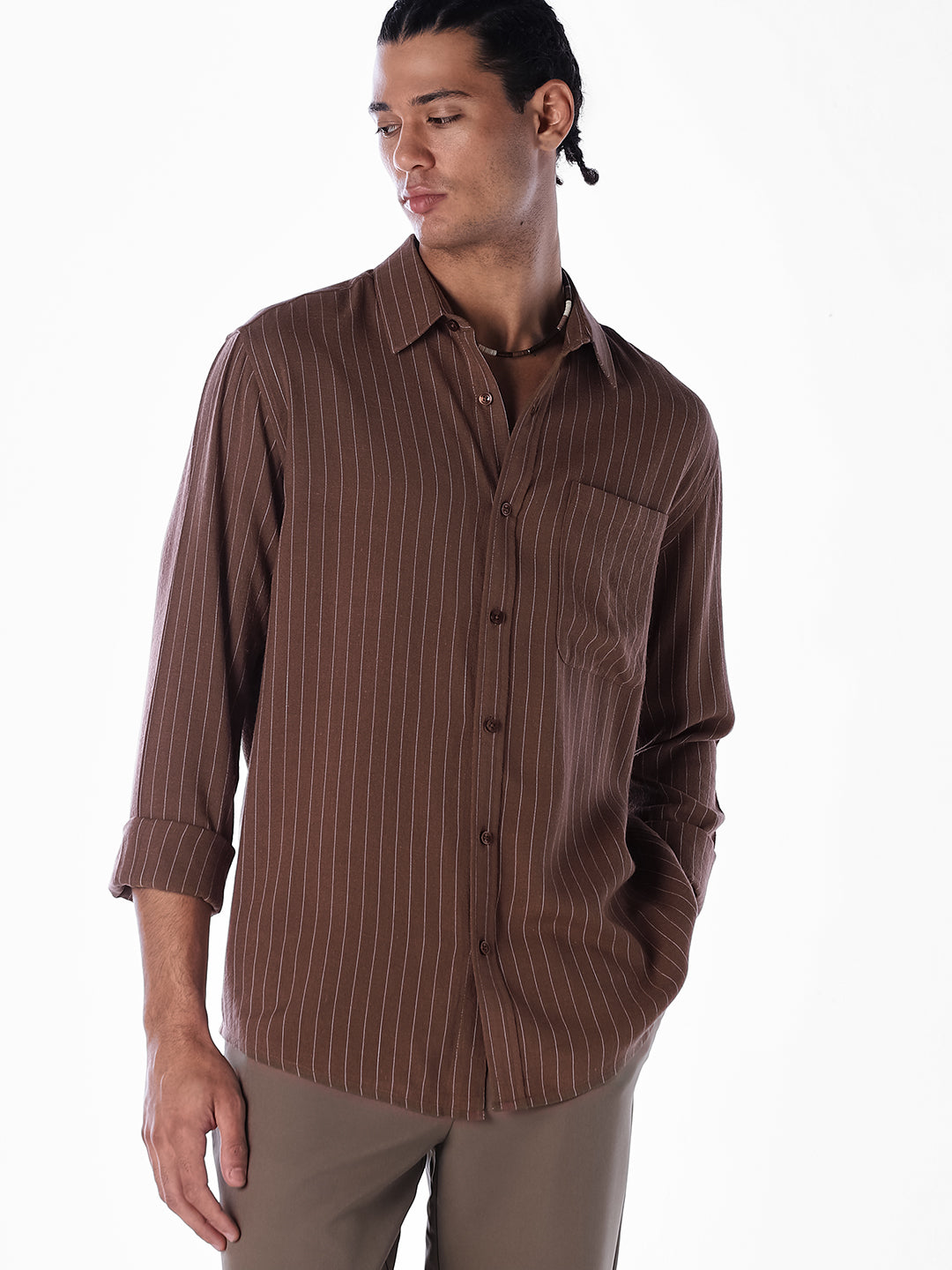 Linen Blend Striped Shirt