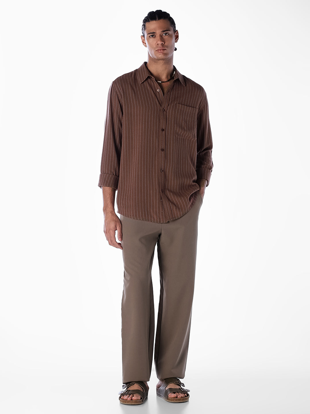 Linen Blend Striped Shirt