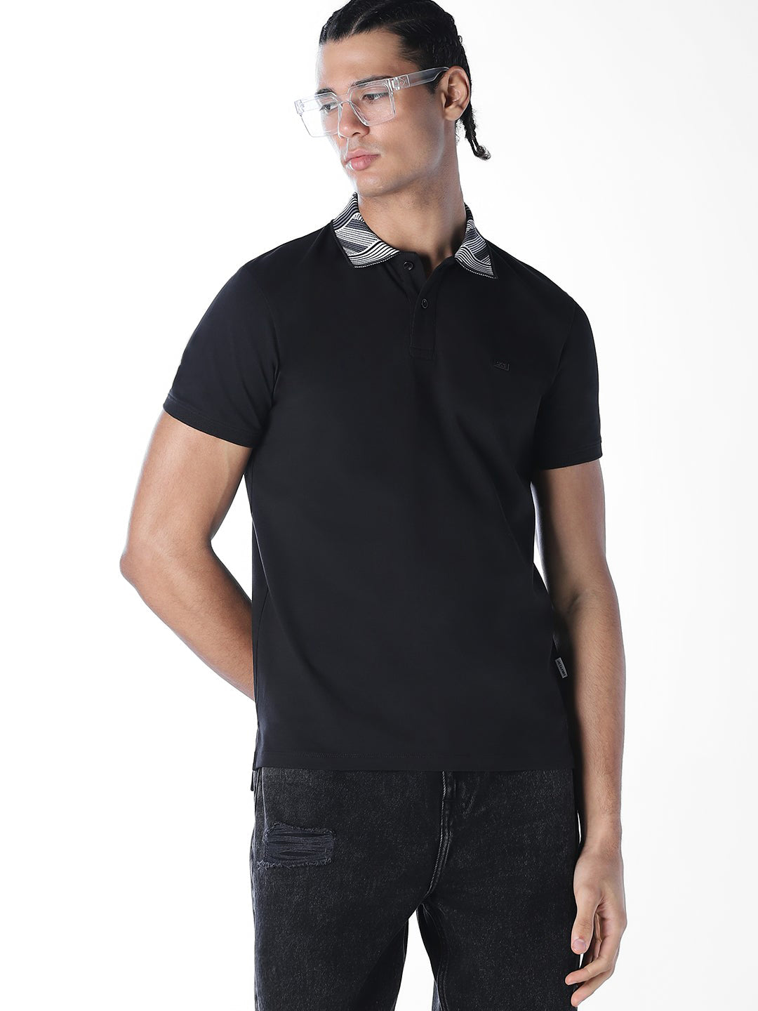Contrast Collar Cotton Polo