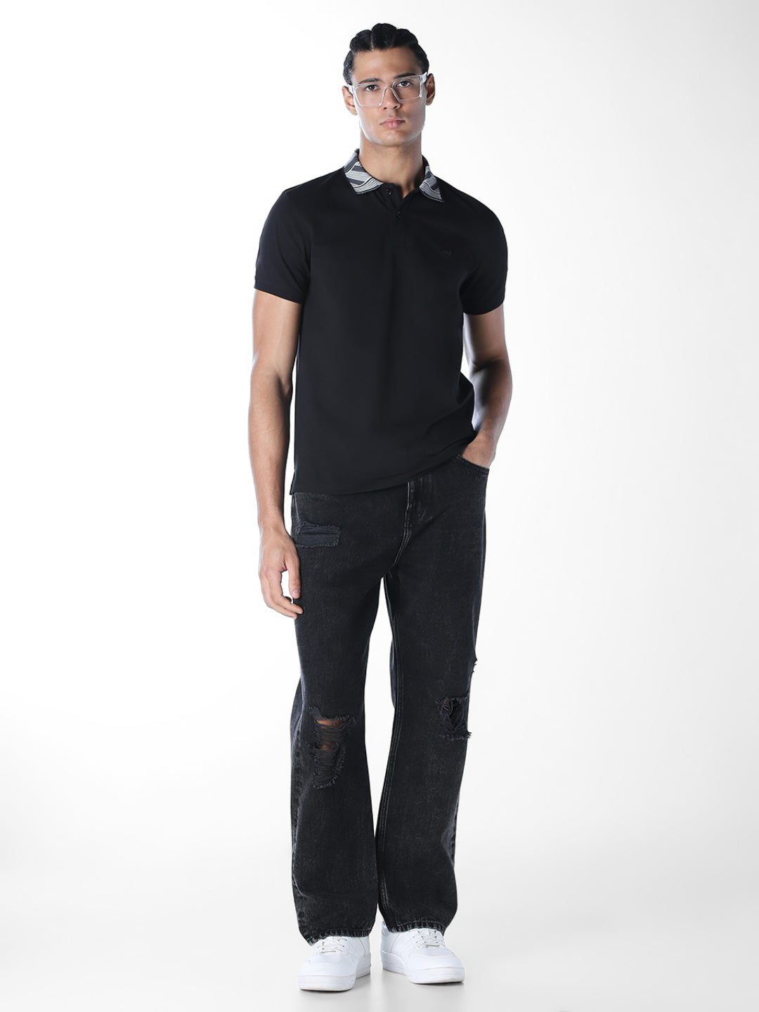Contrast Collar Cotton Polo