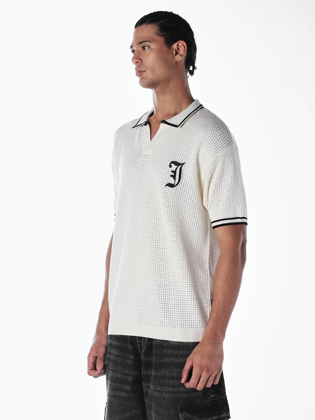 Applique Patchwork Knitted Polo