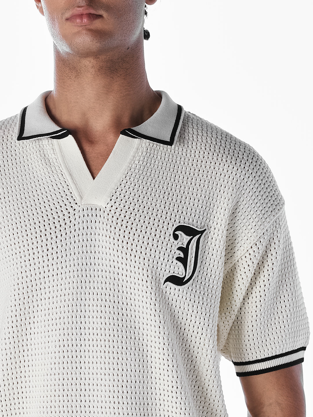 Applique Patchwork Knitted Polo