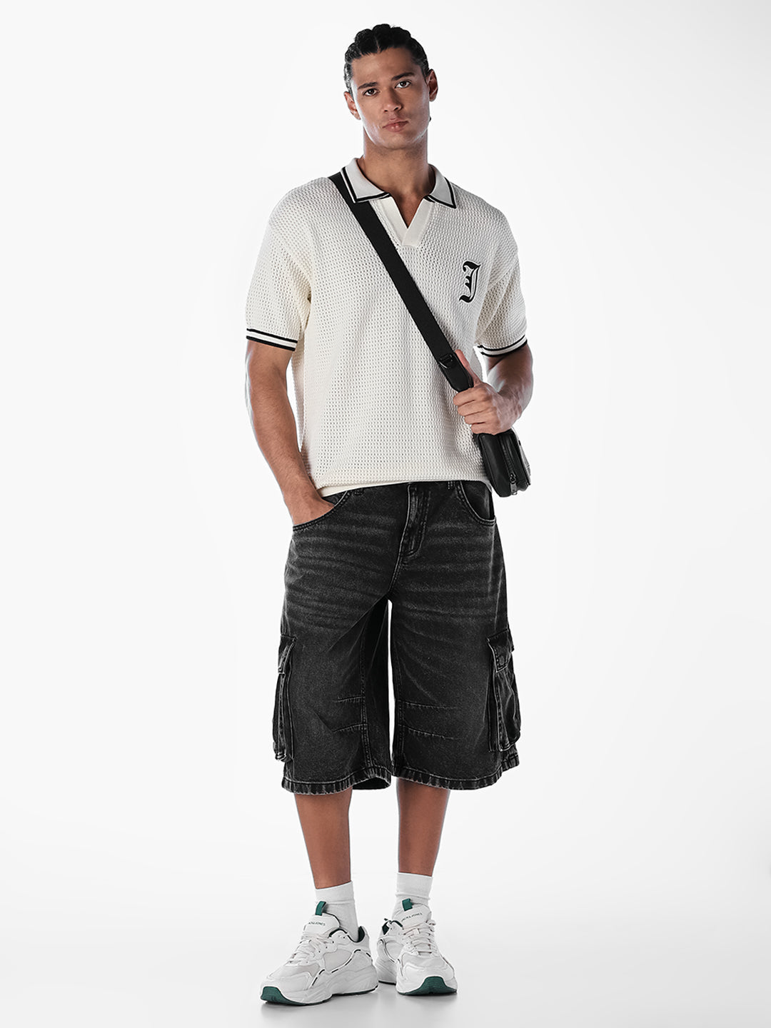 Applique Patchwork Knitted Polo