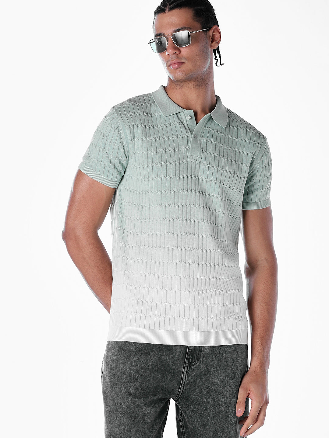 Jacquard Knitted Cotton Polo