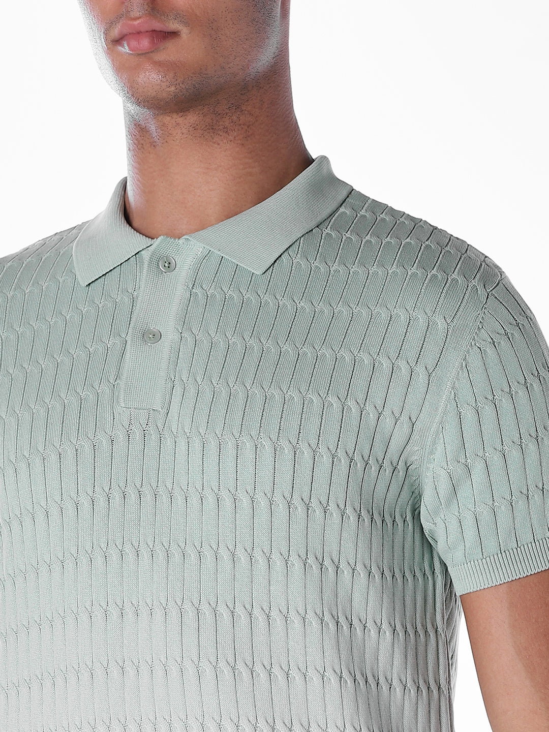 Jacquard Knitted Cotton Polo