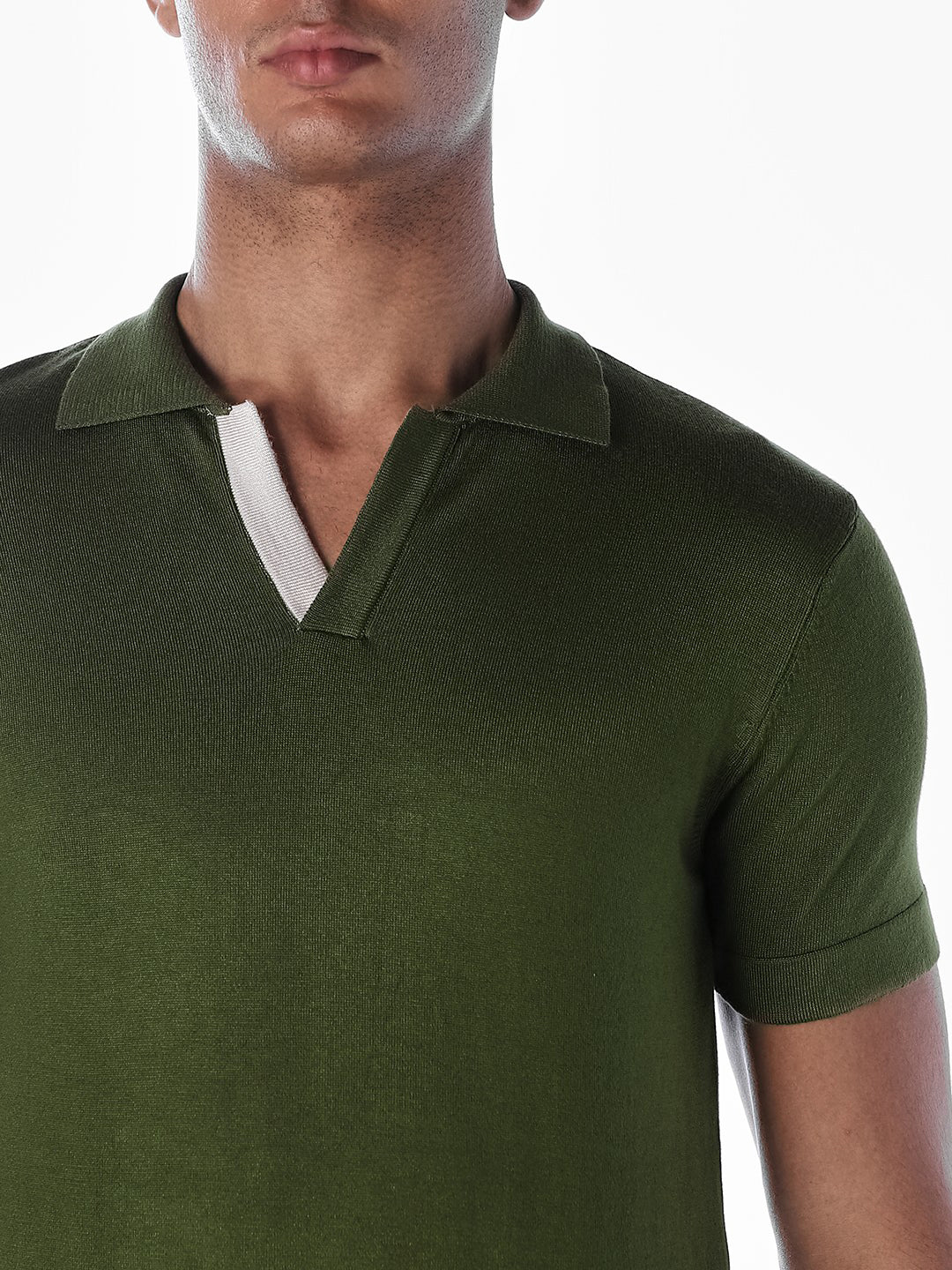 Knitted Slim Fit Polo - Green