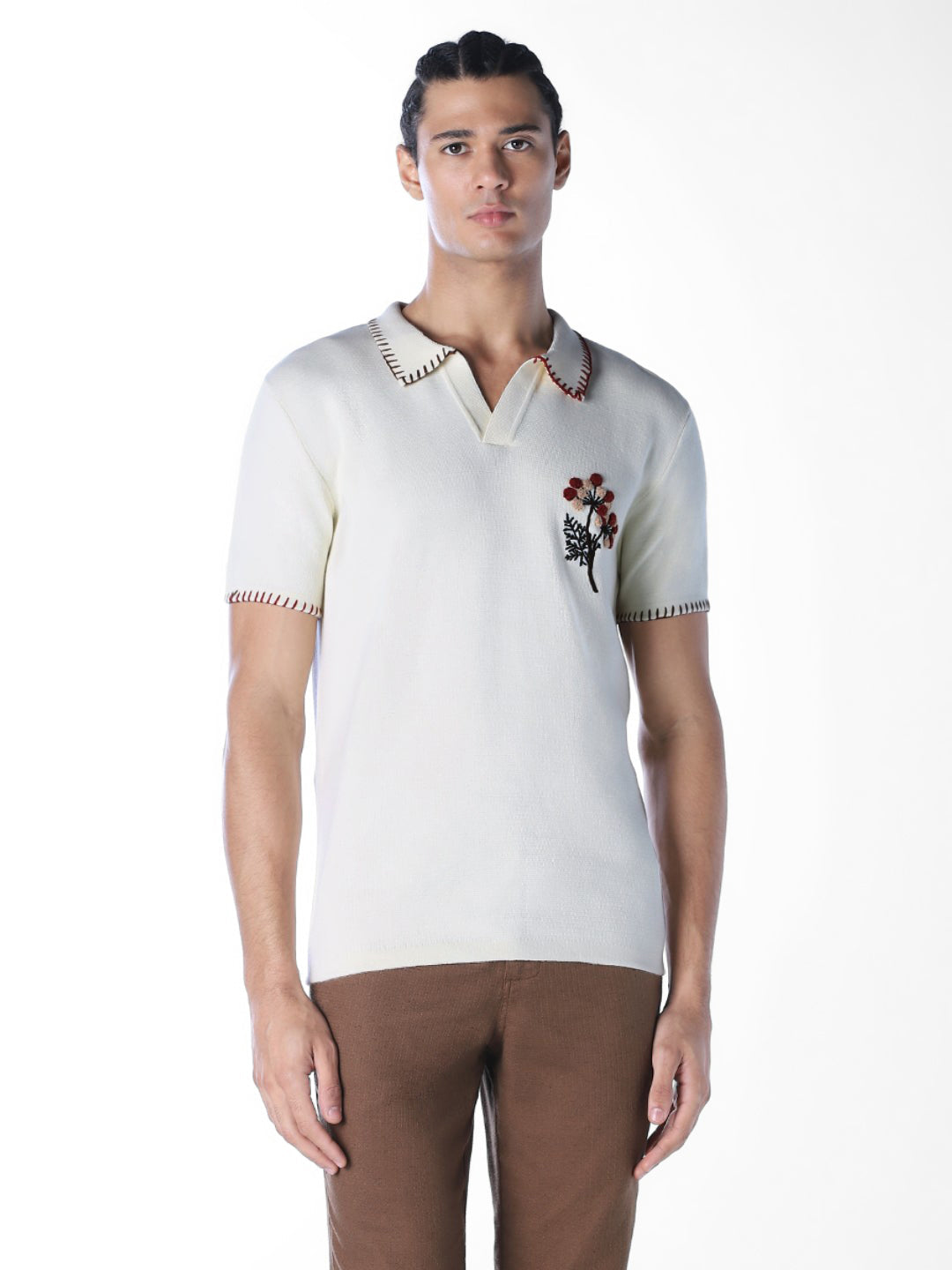 Contrast Stitch Embroidered Polo