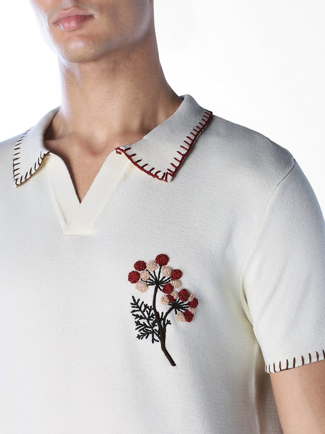 Contrast Stitch Embroidered Polo