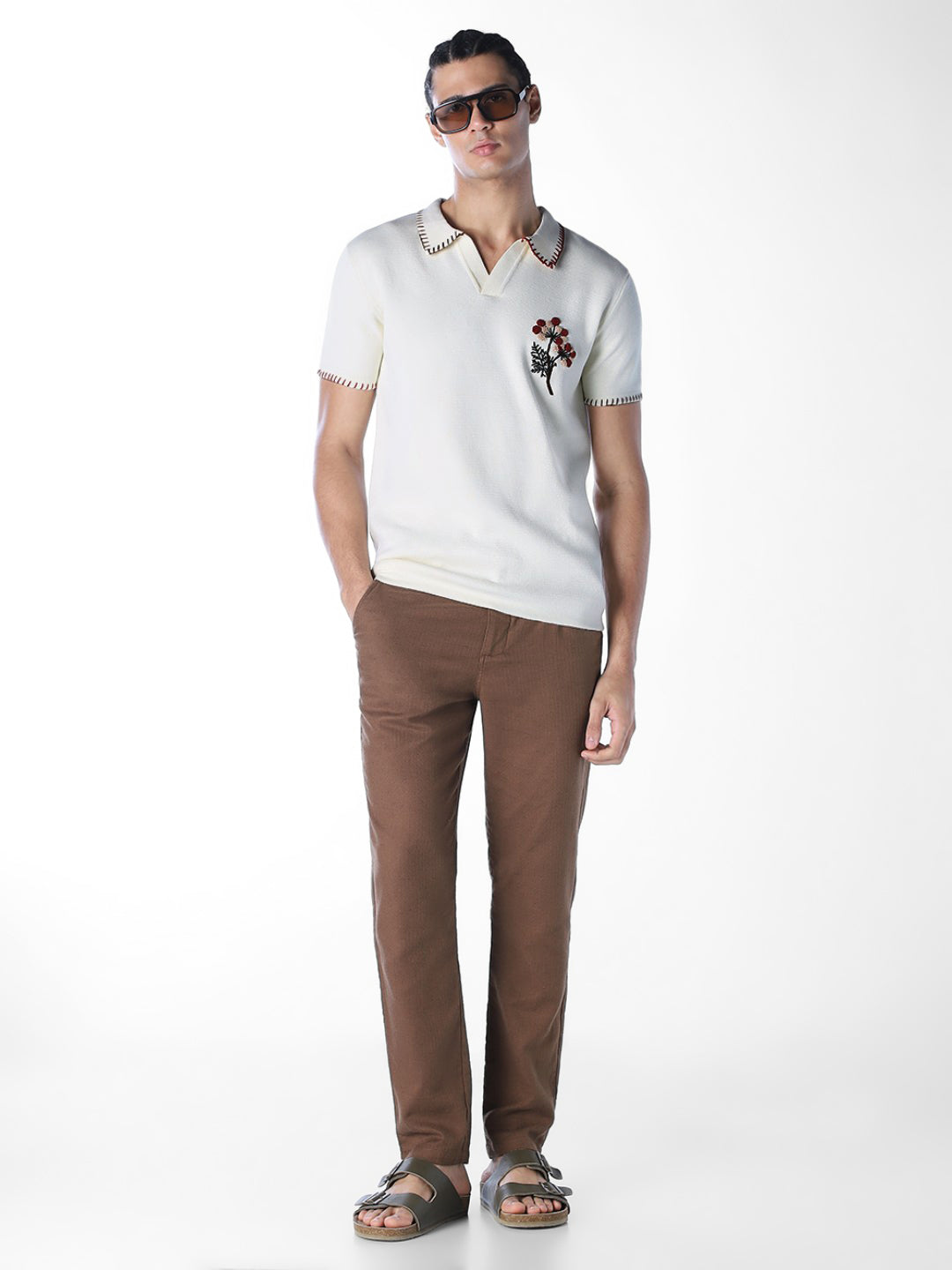 Contrast Stitch Embroidered Polo