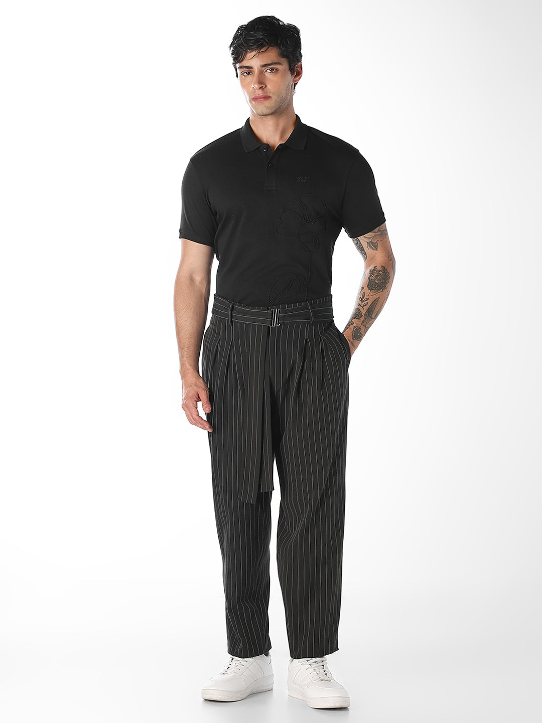 Floral Embroidered Cotton Polo