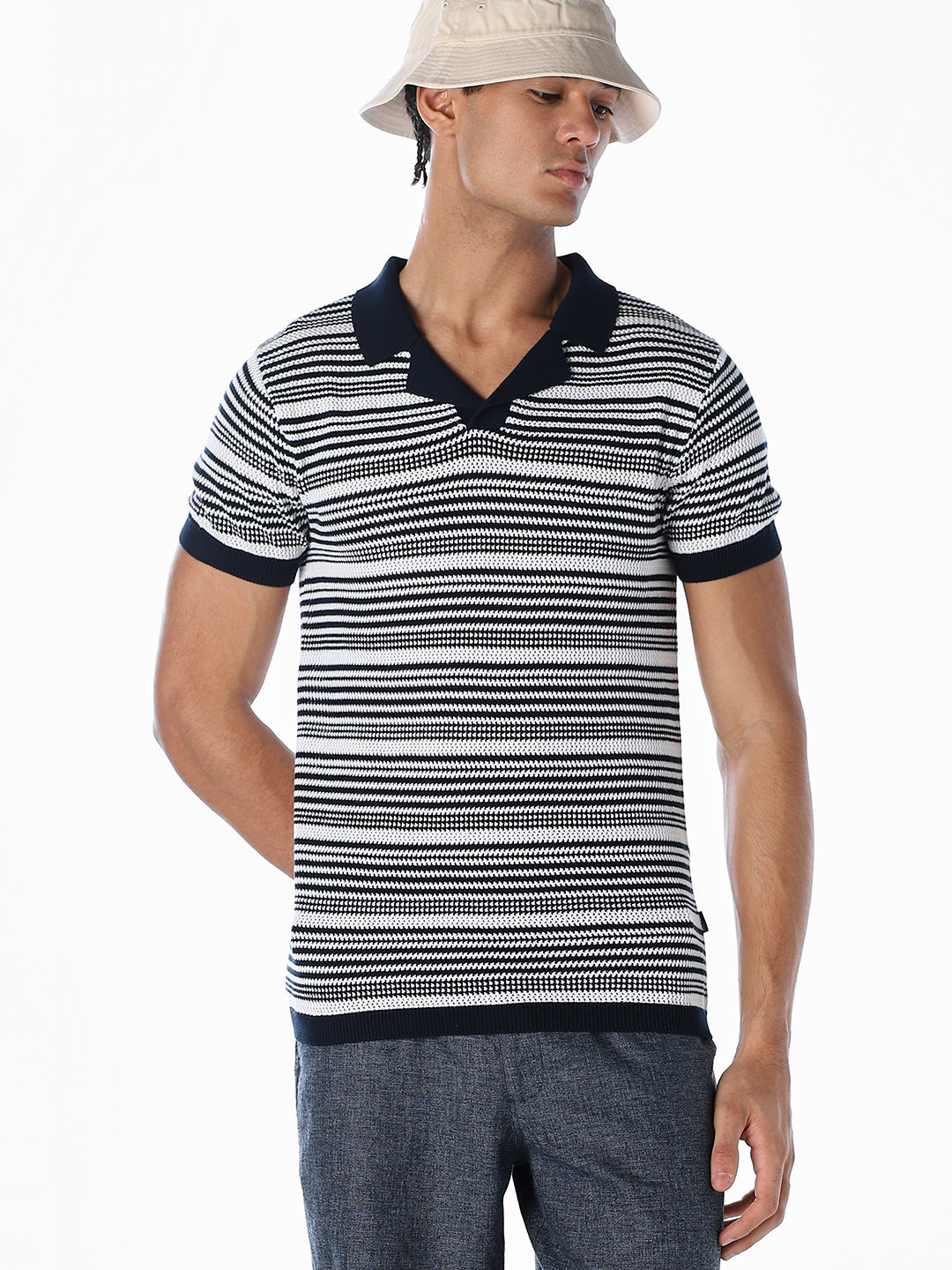 Jacquard Knitted Cotton Polo