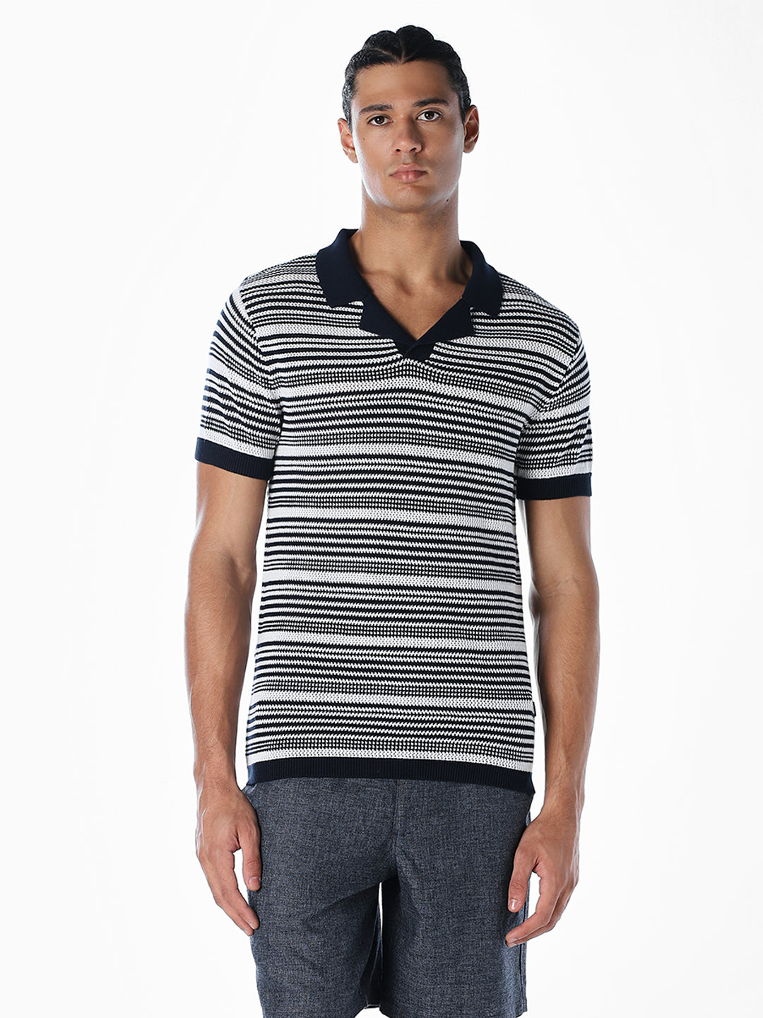 Jacquard Knitted Cotton Polo