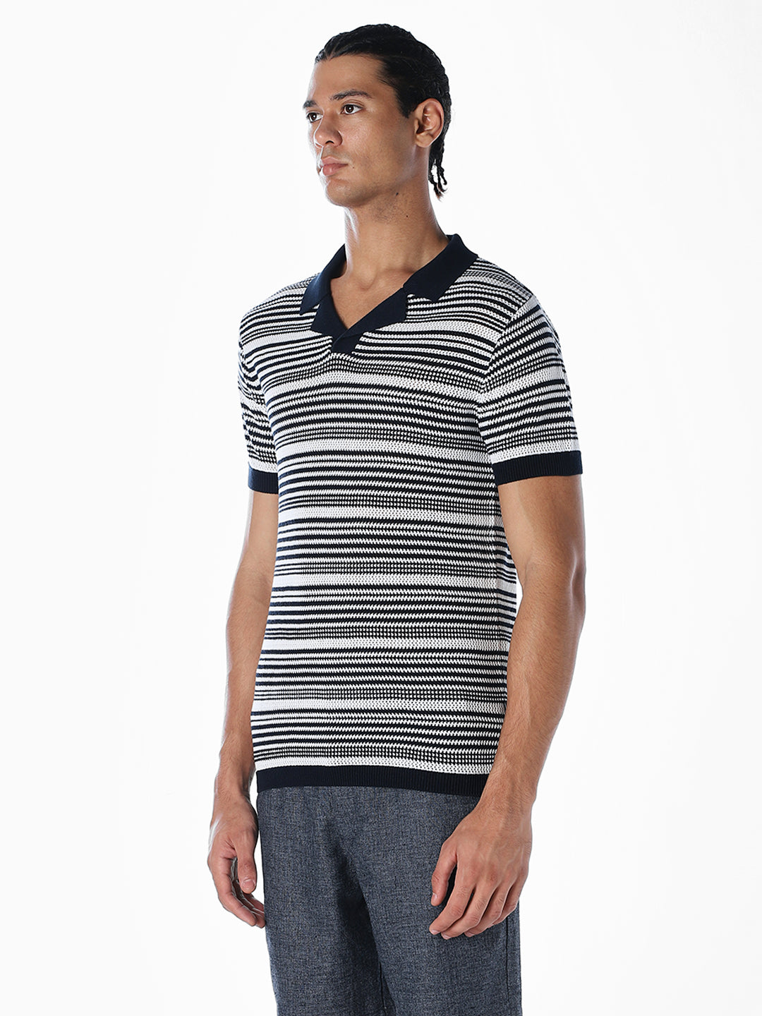 Jacquard Knitted Cotton Polo