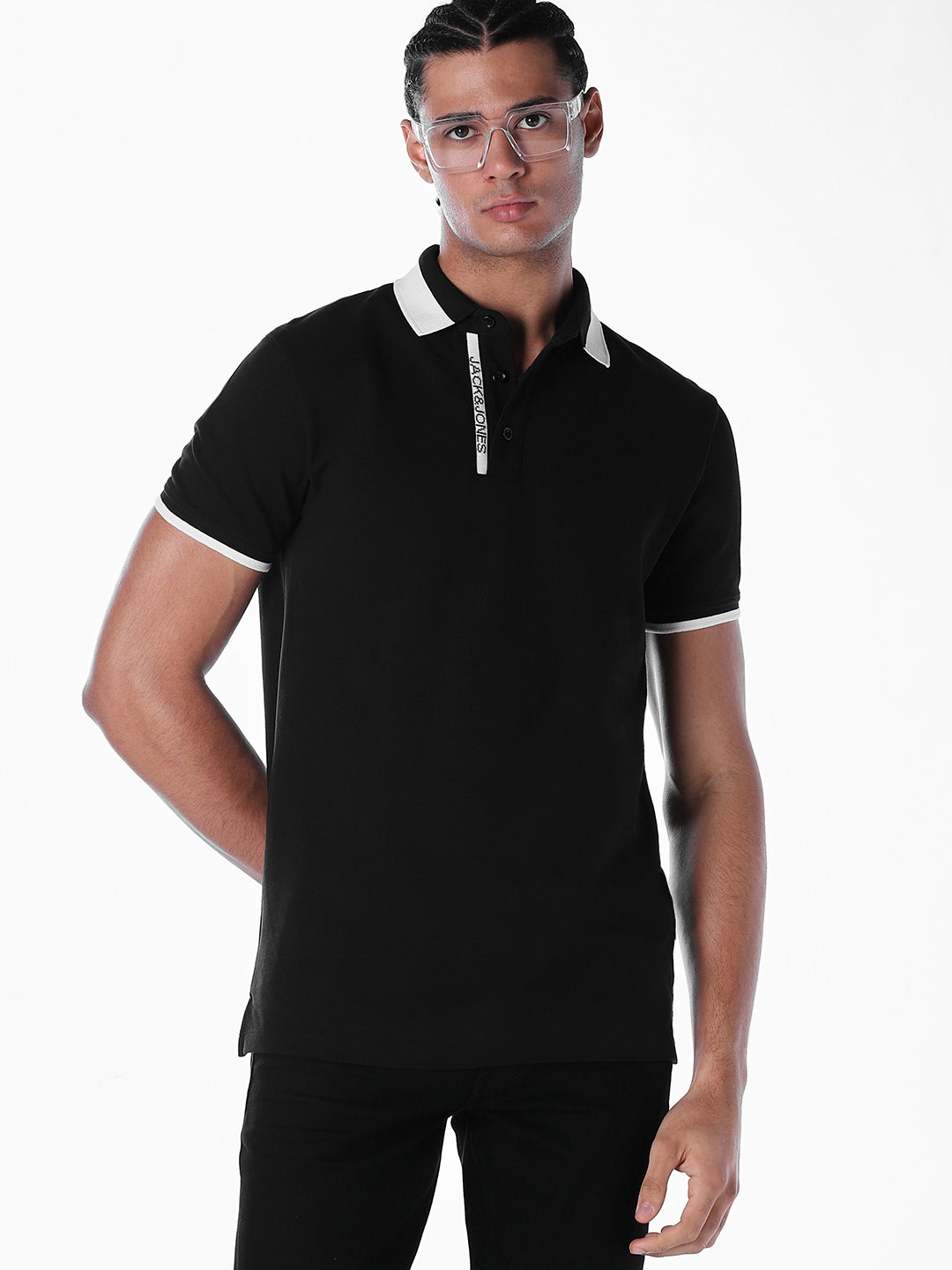 Jacquard Logo Print Cotton Polo
