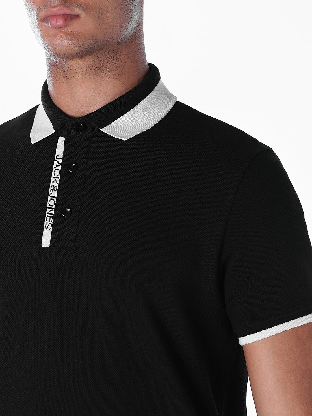 Jacquard Logo Print Cotton Polo