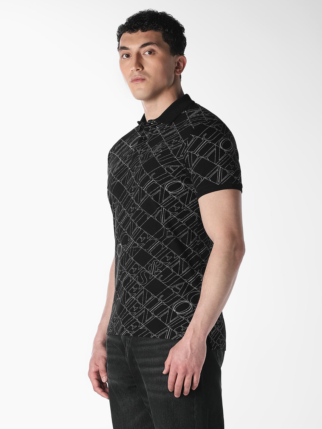 Typographic Print Cotton Polo